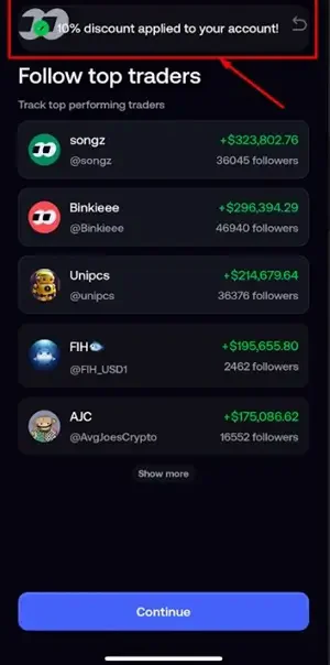 Legacy illustration of a FOMO discount banner; account provenance is unverified