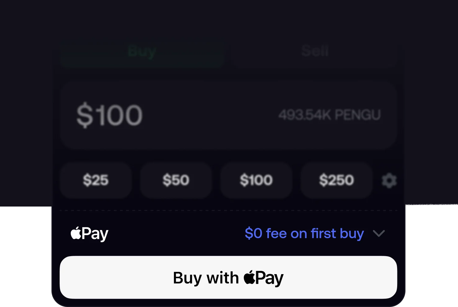 Buying crypto in the FOMO app with Apple Pay